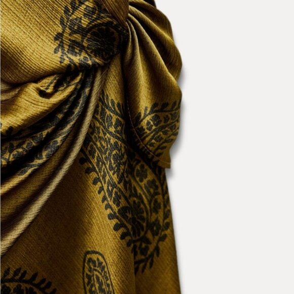 ZARA PRINTED SATIN EFFECT MIDI DRESS - Picture 6 of 6